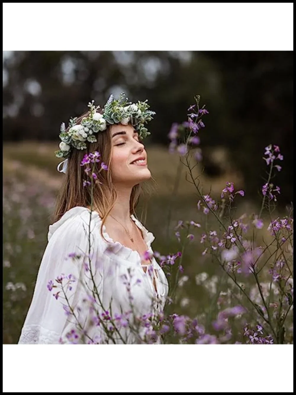 Eucalyptus Leaf Flower Crown Adjustable Ribbon Wedding Bridal Headband